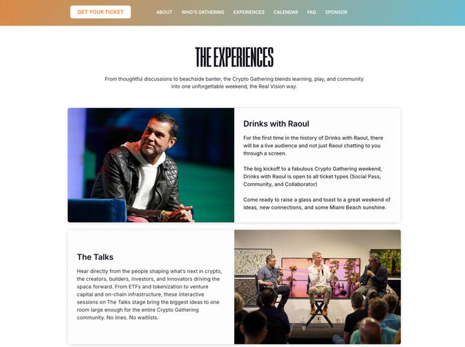 Event landing page